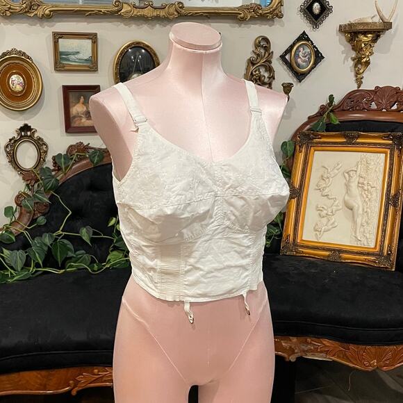 Vintage 1930s Charmode Cotton Top Bra Size 38C White - Picture 1 of 10